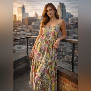 SO Floral Dress with Pink and Yellow Hues